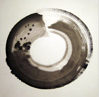 Schwarze Mitte, Tusche auf Reispapier auf Leinwand aufgezogen, 100 x 100 cm, 2007