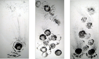 o.T., Tusche auf Reispapier auf Leinwand aufgezogen, 50 x 100 cm, 2008
