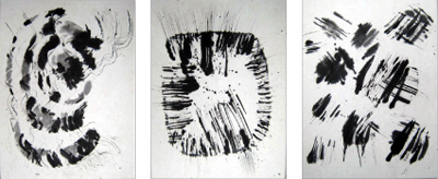 o.T., Tusche auf Reispapier auf Leinwand aufgezogen, 30 x 40 cm, 2008